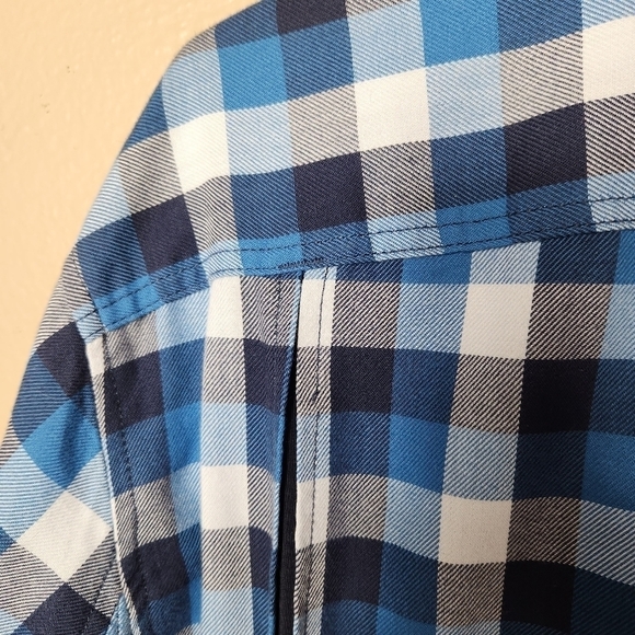 Duluth Trading Co Mens Crosscut Performance Blue Plaid Flannel Shirt-Size L - Picture 13 of 13